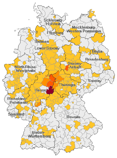 Witzel Name Distribution Map